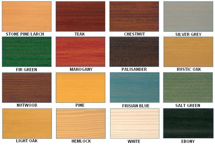 Johnstones Satin Woodstain Colour Chart